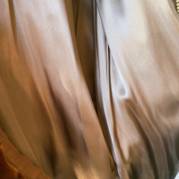 Chocolate Brown Velvet and rabbit fur on Nikki Crepe coat/jacket- size medium - Picture 6 of 8